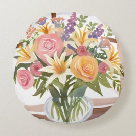 Spring Flower Bouquet | Pretty Floral Watercolor Rond Kussen