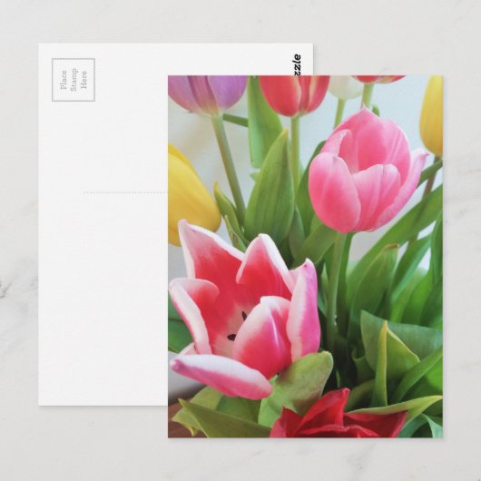 Spring Flower Bouquet Tulips, Floral, Natuur Briefkaart (Voorkant / Achterkant)