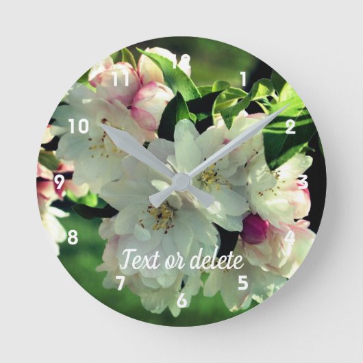 Spring Flower Crabapple Blossoms 2 Personalized Ronde Klok (Voorkant)