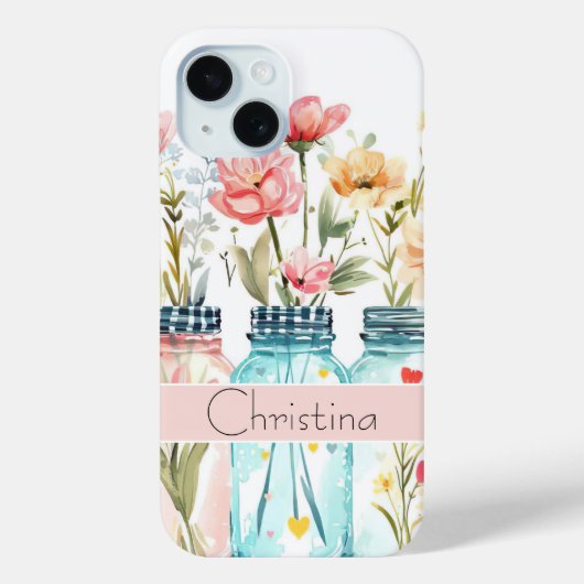 Spring Flower Design met naam Case-Mate iPhone Case (Achterkant)