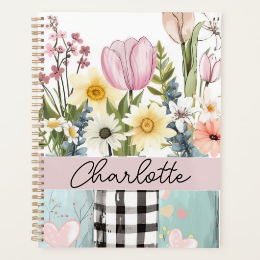 Spring Flower Design met naam Planner (Voorkant)