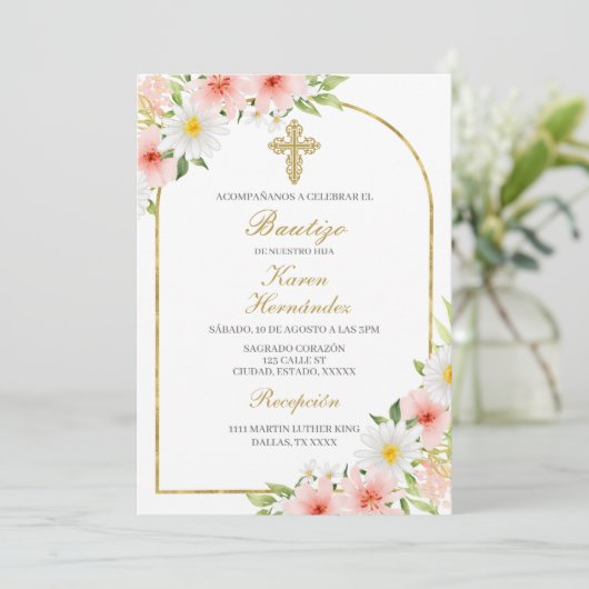 Spring Flower Doop Spaans Kaart (Staand voorkant)