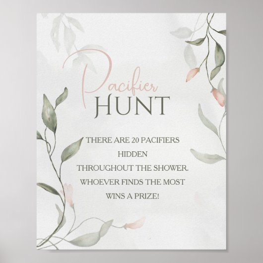 Spring Flower Floral Baby shower Fopspeen Hunt Poster (Voorkant)