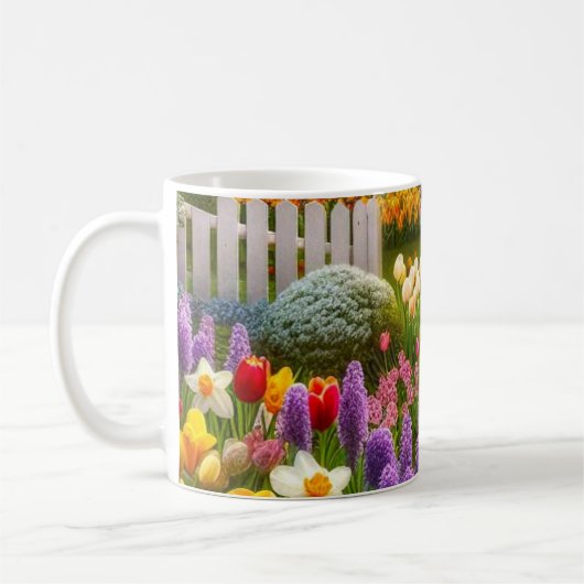 Spring Flower Garden Gepersonaliseerde koffie Koffiemok (Links)