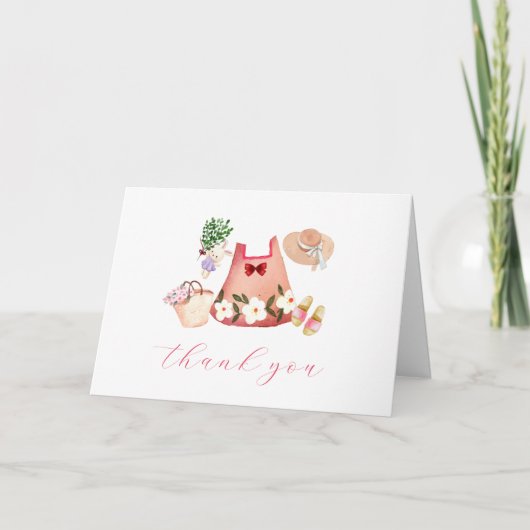 Spring Flower Garden Meisje Kleding Baby shower Bedankkaart (Voorkant)