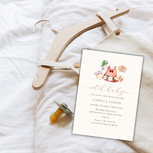 Spring Flower Garden Meisje Kleding Baby shower Kaart