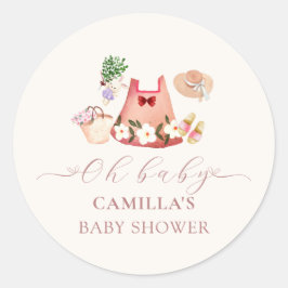 Spring Flower Garden Meisje Kleding Baby shower Ronde Sticker