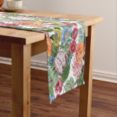 Spring Flower Garden Pattern Korte Tafelloper (Voorbeeld)