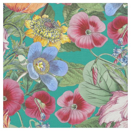 Spring Flower Garden Pattern Stof (Close Up)