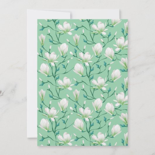 Spring Flower Garden Wedding | Munt groen Kaart (Achterkant)