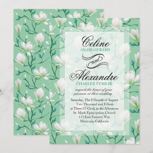 Spring Flower Garden Wedding | Munt groen Kaart (Voorkant / Achterkant)