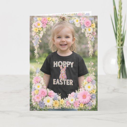 Spring Flower Happy Easter Personalized Photo Kaart (Voorkant)