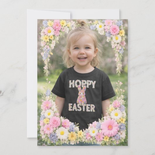 Spring Flower Happy Easter Personalized Photo Kaart (Voorkant)