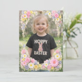 Spring Flower Happy Easter Personalized Photo Kaart (Staand voorkant)
