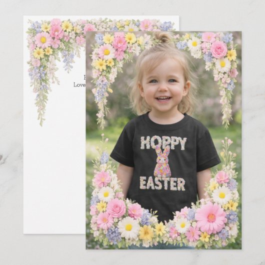 Spring Flower Happy Easter Personalized Photo Kaart (Voorkant / Achterkant)