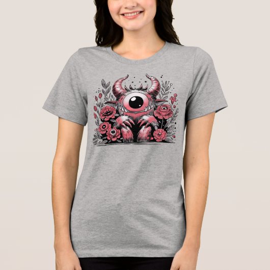 Spring Flower Monster Tri-Blend Shirt (Voorkant)