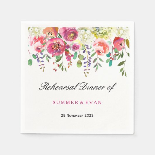 Spring Flower Peach Tropische repetitie Dinner Servet (Voorkant)
