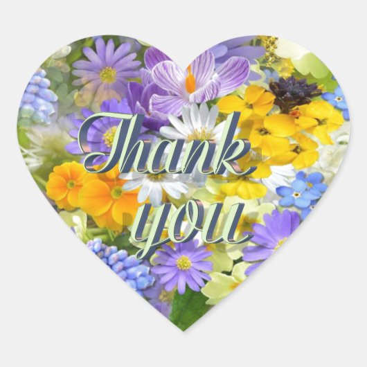 Spring Flower Selection Thank You Hart Sticker (Voorkant)
