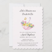 Spring Flower Shower the Bride Roze Vrijgezellenfe Kaart (Voorkant)