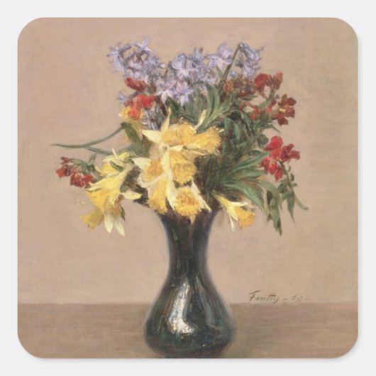 Spring Flowers, 1869 (olie op canvas) Vierkante Sticker (Voorkant)