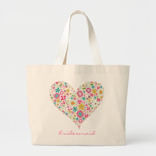 Spring Flowers 2 Heart Weddenschap Bridal Custom B Grote Tote Bag (Voorkant)