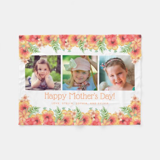Spring Flowers 3 foto's Moederdag Fleece Deken (Voorkant (Horizontaal))