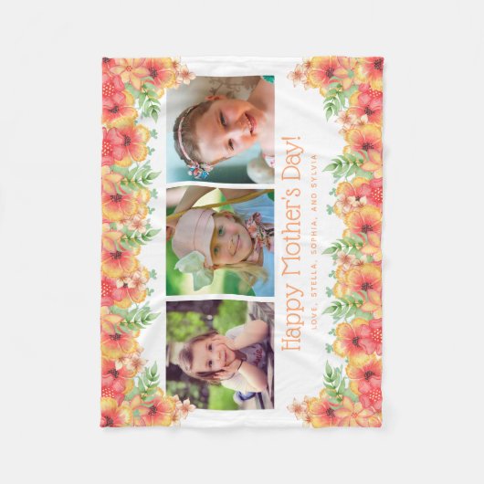 Spring Flowers 3 foto's Moederdag Fleece Deken (Voorkant)