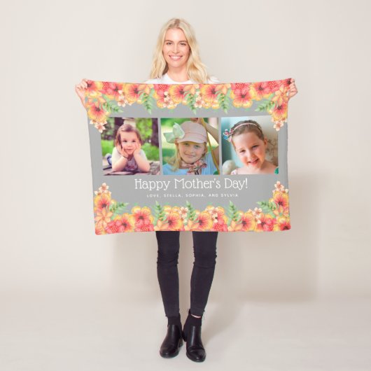 Spring Flowers 3 foto's Moederdag Fleece Deken (In situ)