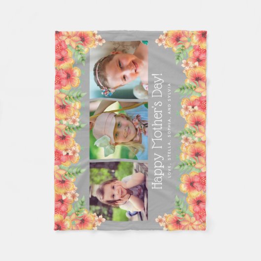 Spring Flowers 3 foto's Moederdag Fleece Deken (Voorkant)