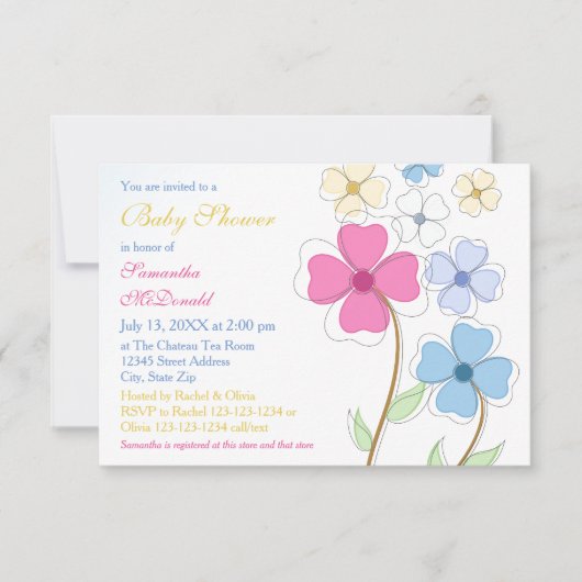 Spring Flowers - 3x5 Baby shower Uitnodiging (Voorkant)