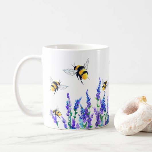 Spring Flowers and Bees Coffee Mok (Met donut)