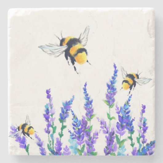 Spring Flowers and Bees Stone Onderzetter (Voorkant)