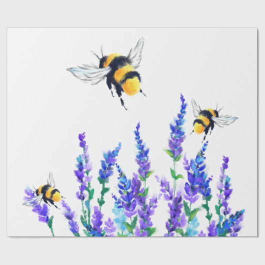 Spring Flowers and Bees Wrapping Paper Cadeaupapier (Vlak)