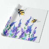 Spring Flowers and Bees Wrapping Paper Cadeaupapier (Uitgerold)