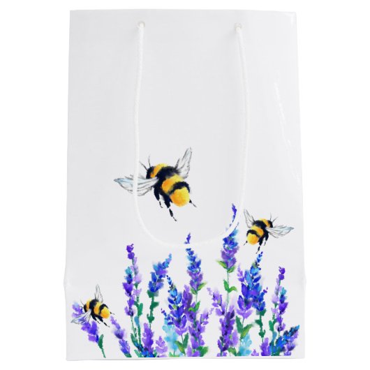Spring Flowers and bijes Flying Gift Bag Medium Cadeauzakje (Achterkant)