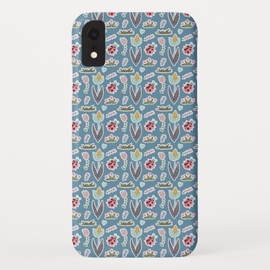 Spring Flowers and Ladybug Pattern Case-Mate iPhone Case (Achterkant)