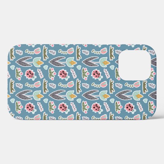 Spring Flowers and Ladybug Pattern Case-Mate iPhone Case (Achterkant (horizontaal))