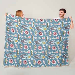 Spring Flowers and Ladybug Pattern Fleece Deken