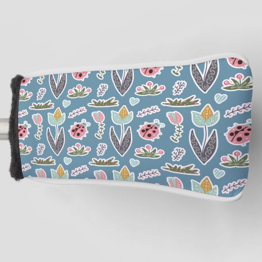 Spring Flowers and Ladybug Pattern Golfheadcover (Voorkant)
