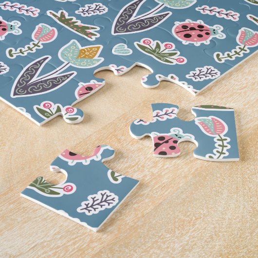 Spring Flowers and Ladybug Pattern Legpuzzel (Zijkant)