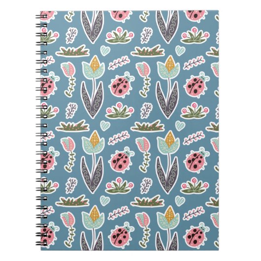 Spring Flowers and Ladybug Pattern Notitieboek (Voorkant)