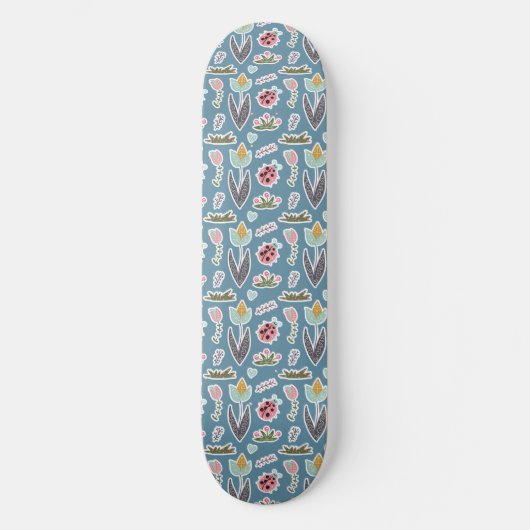 Spring Flowers and Ladybug Pattern Persoonlijk Skateboard (Voorkant)