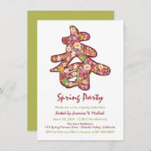 Spring Flowers Asian Oriental Party Invite Kaart (Voorkant / Achterkant)