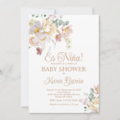 Spring Flowers Baby shower Girl Invitation Kaart (Voorkant)