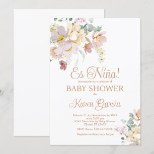 Spring Flowers Baby shower Girl Invitation Kaart