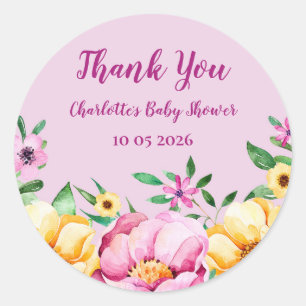 Spring Flowers Bedankt Baby shower Favoriet Tag Ronde Sticker
