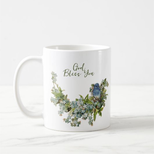Spring Flowers Bird Religity God zegene je koffie Koffiemok (Links)