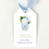 Spring Flowers Blauw Wit Grieks Sleutel Baby showe Cadeaulabel