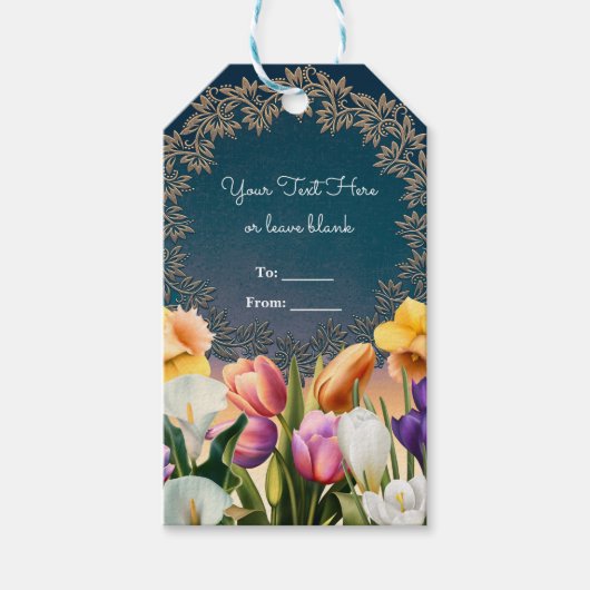 Spring Flowers Bloemen Bloemen Lijst Elegant Chiqu Cadeaulabel (Voorkant)