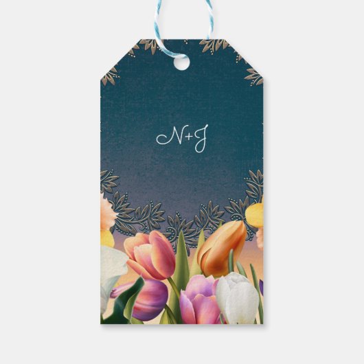 Spring Flowers Bloemen Bloemen Lijst Elegant Chiqu Cadeaulabel (Achterkant)